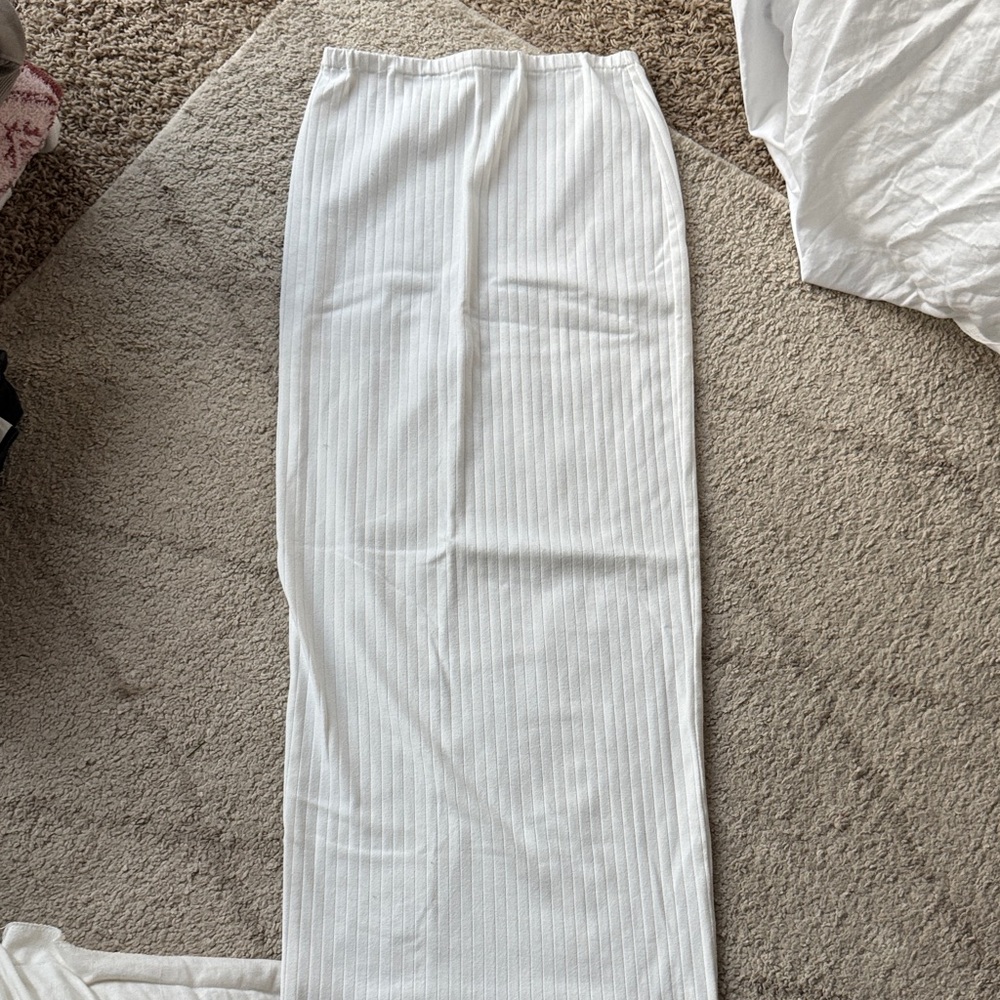 White Fox Boutique White Ribbed Pencil Skirt